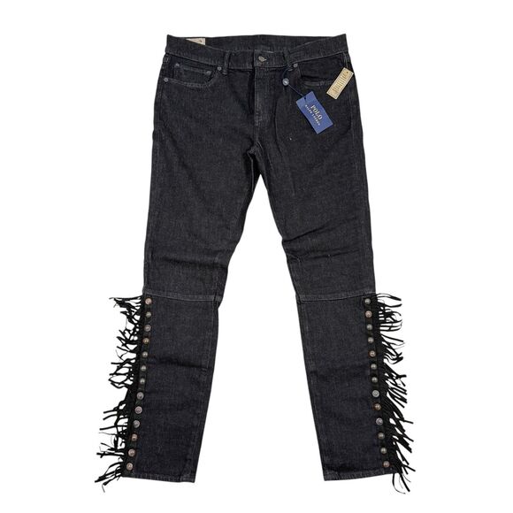 Polo Ralph Lauren Jeans Size 32 Tompkins Skinny Studded Rocker Moto Rockabilly
